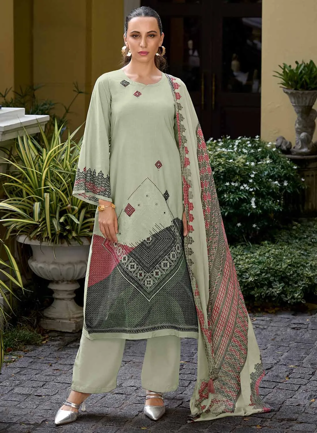 Women's Unstitched Lawn Cotton Salwar Suit Set Material