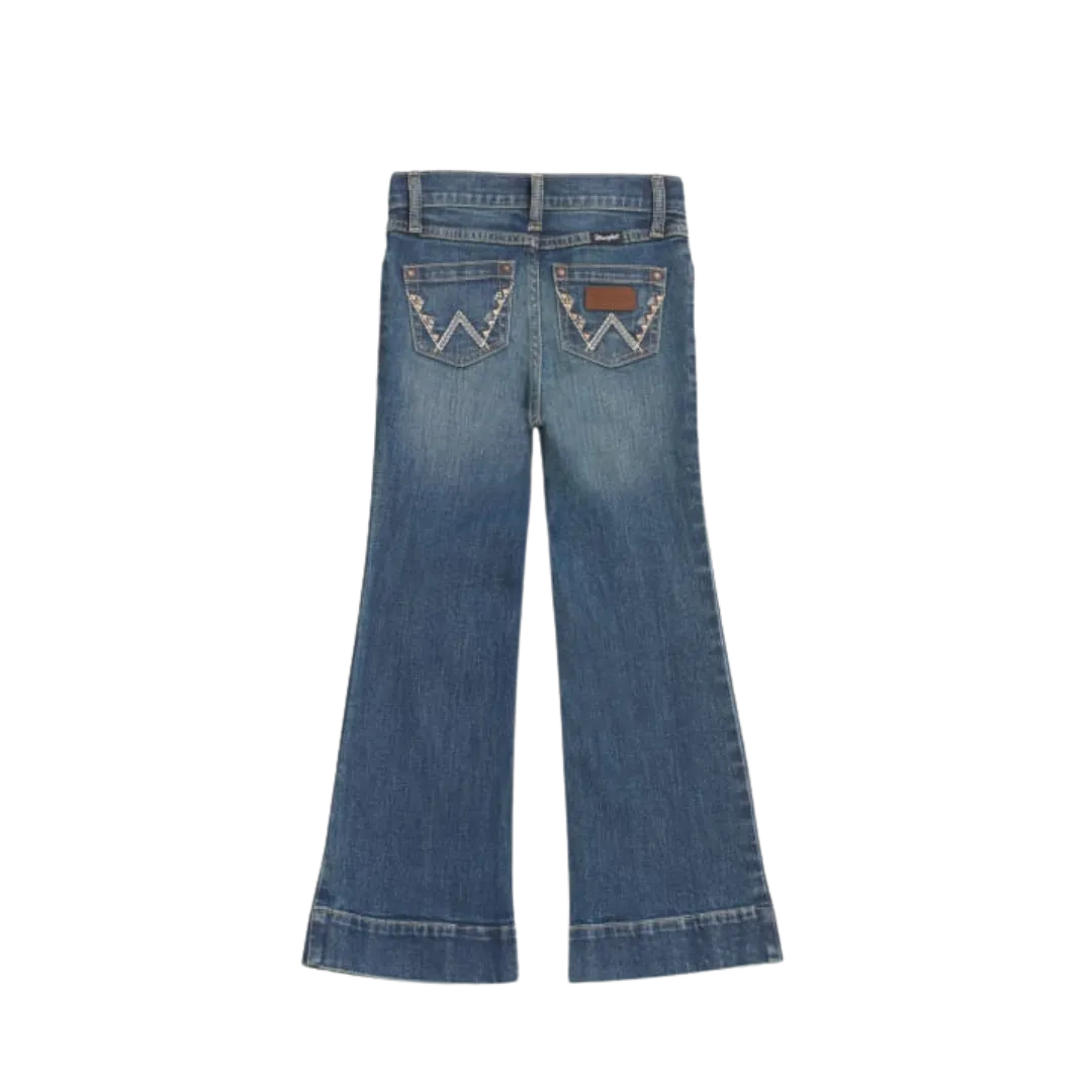 Wrangler Kid's Lindsey Mid Rise Retro Trouser Leg Medium Wash Jeans