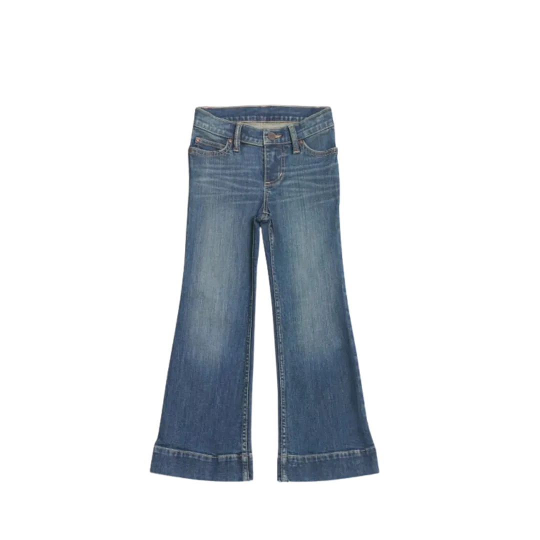 Wrangler Kid's Lindsey Mid Rise Retro Trouser Leg Medium Wash Jeans