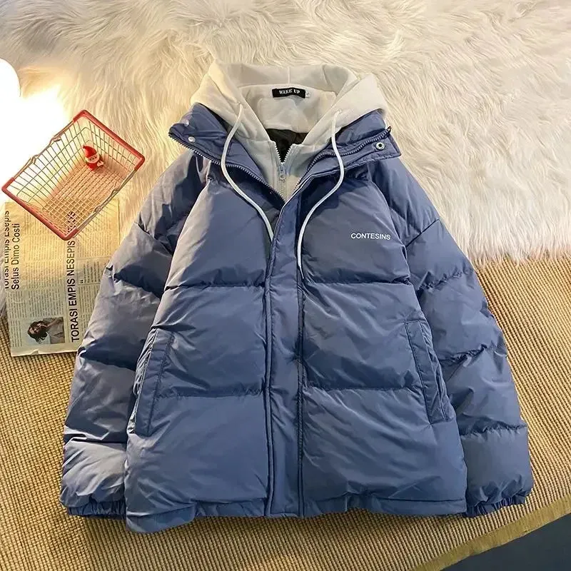 Y2K Multi-functional Fake Two Pocket Zipper Down Jacket Thick Coat Korean Version Winter New Winter Leisure Cotton Clothes Women