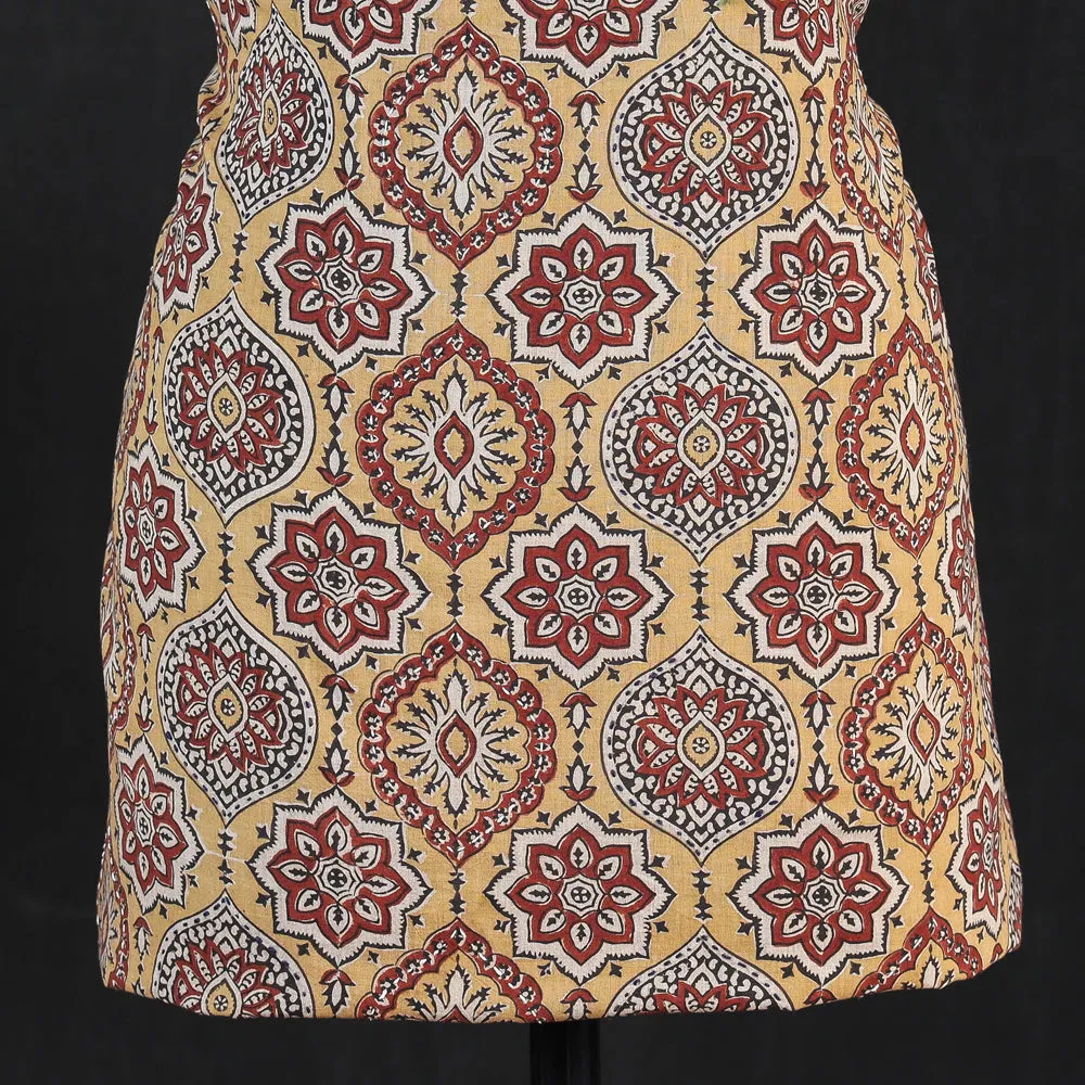 Yellow - Special Tagai Work Block Print Cotton Kurta Material